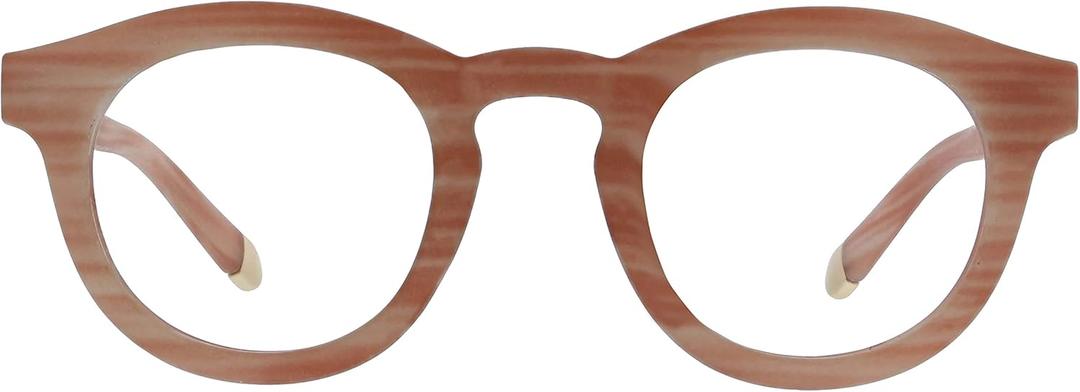 Peepers by PeeperSpecs Oprah's Favorite Women's Round Stardust Blue Light Blocking Reading Glasses (Pink Horn)