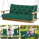 Outdoor Swing Cushions 60 inch Waterproof Porch Swing Cushions 2-3 Seater Replacement with Backrest and Ties Swing Bench Cushions for Outdoor Furniture Patio Porch Backyard Garden(Dark Green), 60x40x5inch