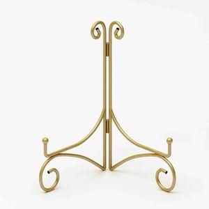 HEMYLU Iron Plate Stand for Display with Folding Design, Picture Stands for Tables, 12 Inch Large Easels for Displaying for Book, Art Piece, Photo and Platter, 12’’ Gold