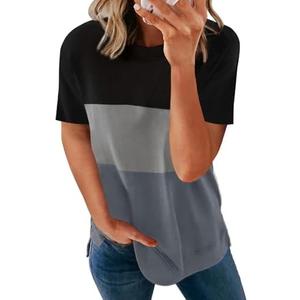 Biucly Womens Short Sleeve Crewneck Shirts Loose Casual Tee T-Shirt, Size XL
