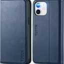 TUCCH Case Wallet for iPhone 12 Pro/iPhone 12 5G, PU Leather Folio with [Kickstand] [Card Slot] Cover [Protective TPU Interior Case] Compatible with iPhone 12/12 Pro 6.1-inch, Dark Blue