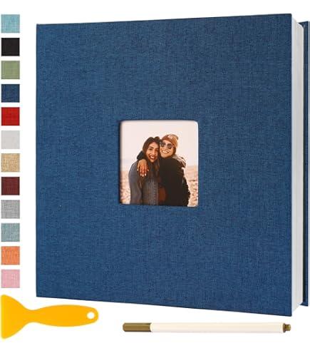 Vienrose Self-Adhesive Photo Album, 120 Pages, DIY Photo Albums, 10 x 15 cm, Linen Cover, Wedding Gifts, Christmas, Valentine's Day, Birthday Gift, Children, Blue