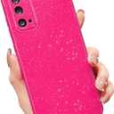 MINSCOSE Compatible with Samsung Galaxy S20 5G Case, Cute Neon Bright Color, Glitter Bling Thin Slim Shockproof Silicone Sparkly Cover for Women Girl for Galaxy S20 6.2 INCH-Hot Pink