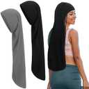 Twistover 2 Pcs Jumbo Dreadlock Cap Hair Dreads Head Wrap Loc Wraps for Dreads Hair Accessories for Men Women Sleeping(Black,Gray,30 Inches)