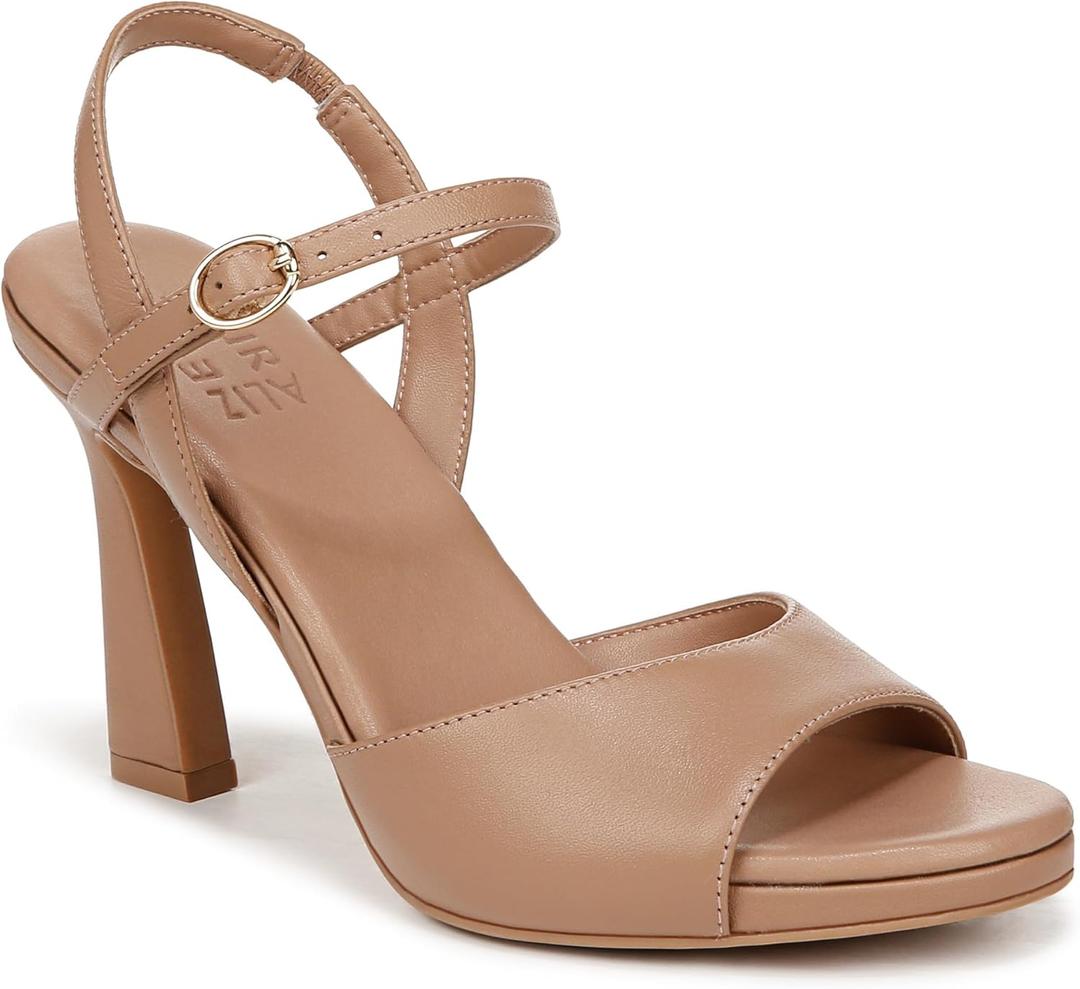 Naturalizer Womens Lala High Heel Dress Sandal (7 Wide, Taupe Tan Leather)