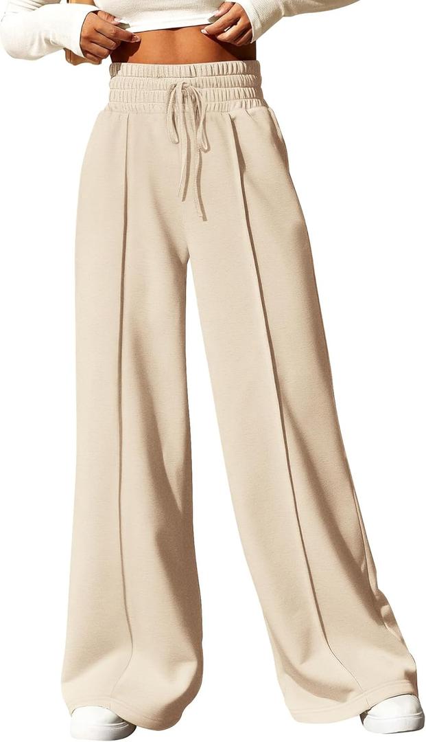 BTFBM Womens Wide Leg Sweatpants Casual Loose Solid Color Pants Comfy Lounge Joggers Baggy Sweatpants Pockets (X-Large)