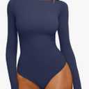 REORIA Women's Boat Neck Long Sleeve Bodysuit Basic Going Out Body Suits Tops 2025 Size L
