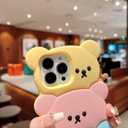Cute Candy Bear Case for iPhone 15 Pro 6.1 inch, Soft Silicone Case for Women, Girls & Teens