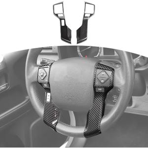 RT-TCZ for 4Runner Steering Wheel Panel Trim for Toyota 4Runner TRD Pro 2010-2023 for Tundra 2014-Present Black Carbon Fiber Interior Accessories 2pcs