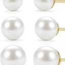 Gold Plated Pearl Earrings Stud for Women Hypoallergenic Small Stud Earrings Set Cartilage Piercing
