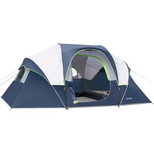HIKERGARDEN 10 Person Camping Tent - Portable Easy Set Up Family Tent for Camp, Windproof Fabric Dome Tent Outdoor for Hiking, Backpacking, Traveling-14'x11'x74in(H)