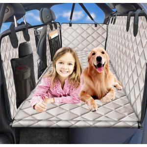 URPOWER 2026 Upgraded Back Seat Extender for Dogs - Large Hard Bottom Dog Car Seat Cover Holds 550lbs, Waterproof Dog Hammock Pet Bed with High-Density Foam Non-Slip Backseat Protector
