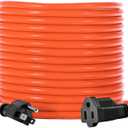 KMC 75ft Outdoor Extension Cord, 75-Foot 16/3 Weatherproof Indoor/Outdoor Extension Cable, Flexible SJTW 16-Gauge 100% Copper Wire, Durable Vinyl Jacket, UL/ETL Certified, 10A 1250W, Orange