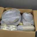 BESTVIP 700PCS Clear Gold Disposable Dinnerware Set for 100 Guests, Plastic Plates for Party, Wedding, Christmas, Include: 200 Plastic Plates, 100 Gold Silverware, 100 Cups, 100 Napkins