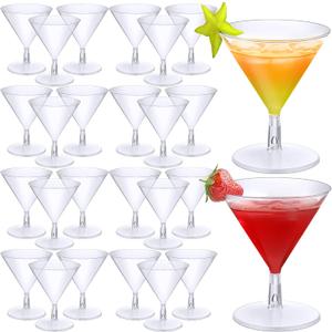 Boao 150 Pcs Plastic Martini Glasses Disposable Cocktail Glasses Mini Martini Cups Unbreakable Cups Mini Dessert Shot Flutes for Wedding Events Party Bowl Wine Ice Cream(Clear,2oz)