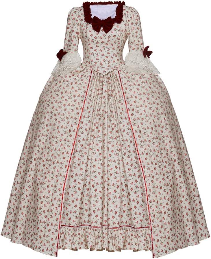 CosplayDiy Women's Rococo Ball Gown Gothic Victorian Dress Costume Red Flower (3X-Large)