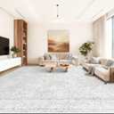 10x14 Area Rugs for Living Room: Washable Large Vintage Floral Rug Low Pile Non-Slip Boho Carpet for Bedroom Home Office Dining Room (FloralGrey, 10'x14')