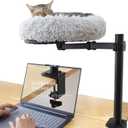 HengLiSam 18'' Cat Desk Bed, 360 Rotating & Height Adjustable Cat Hammock Bed, Cozy Soft Plush Pet Cushion for Office Desks and Game Tables
