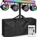 DJ Lights for Parties with Stand | 5in1 Professional Stage Lighting System | DMX512 | Sound Activated Party Light Set for Gigs, Wedding, Concert, Club, Live Events | 7FT Tripod