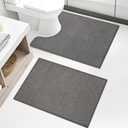 Chakme 2 Piece Bathroom Rug Sets, Ultra Thin Bath Mat Quick Dry, Absorbent Non Slip Machine Washable, Dark Grey, 17" x 24"