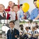 Hi-Tie Boys Ties Self Tie Silk Striped Kids Necktie and Pocket Square Set Paisley Boys Tie for Age 8-11 Wedding (Champagne)