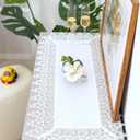 White lace Premium Rectangle Farmhouse Table Runner Waterproof OilProof SpillProof AntiShrink Soft Wrinkle Resistant Decorative Fabric Table Cover Kitchen Dinning Party Wedding Banquet (16" x 35" (Rectangle))