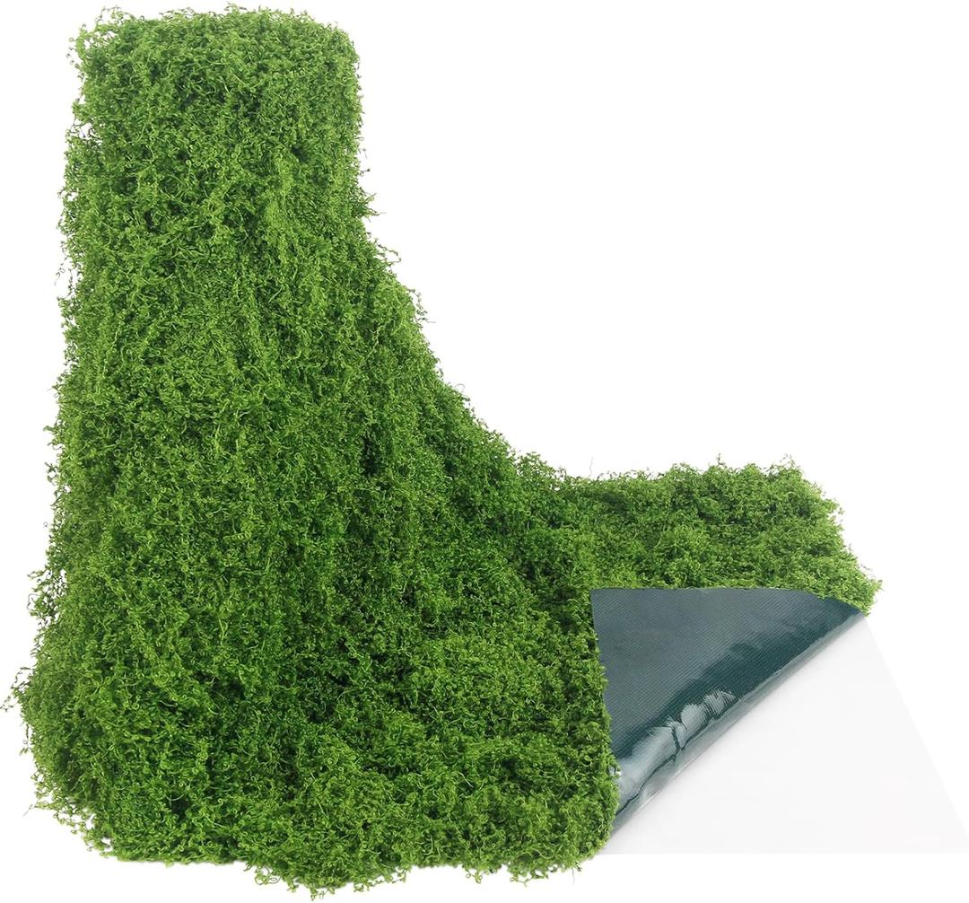 Fake Green Moss Roll Table Runner Faux Moss Adhesive Fairy Garden Grass 12" x 71" Artificial Moss for Indoor Plants Wall Crafts DIY Table Centerpieces Fairy Woodland Floral Wedding 30x180cm (11.81 inches x 70.87 inches x 1.57 inches)