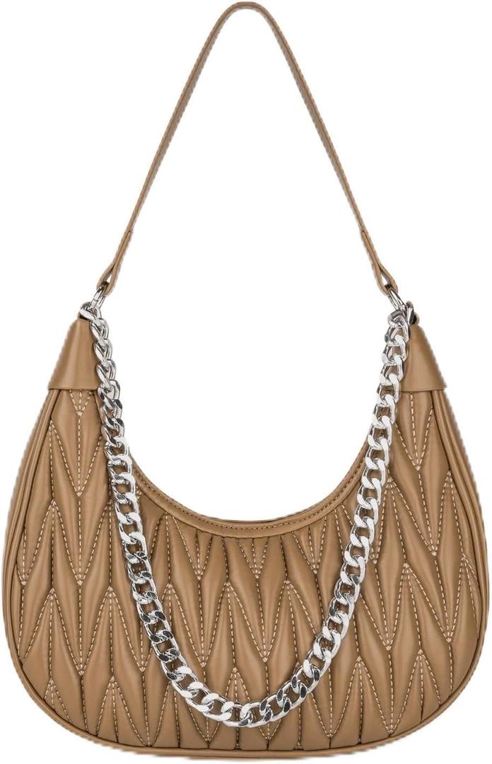 Shoulder Bags for Women Crescent PU Leather Underarm Purses with 3PCS Detachable Strap Cute Hobo Tote Handbag for Work