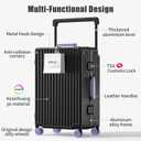 ROPLUS Aluminium Frame Checked-Luggage with Smooth Jelly Wheels, Hardside Zipperless Rolling Suitcase with TSA Lock (BlackPurple, 28-Inch)
