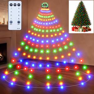 Christmas Tree Lights Multicolor Christmas Lights Outdoor Indoor 400Led 10 Lines with 8 Lighting Modes, Timer and Remote Control, Fairy Lights for Wedding Home Party 6Ft - 9Ft Xmas Tree Decorations