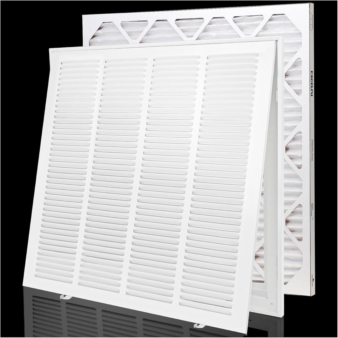 24x24 Return Air Filter Grille for 24"W x 24"H Duct Opening,Wall Return Air Vent Cover Grille with Filter [Included 1PK 1"Thick],Steel HVAC Vent Cover Filter Grill Outer Dimension: 26 5/8"W X 26 5/8"H