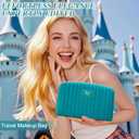 Monogrammed Make Up Bags for Women,Personalized Cosmetic Bags Women,Small Quilted Makeup Pouch,Cute Makeup Bag Travel,Birthday Gifts for Teen Girl (Blue P)