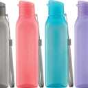 MILTON Sports Water Bottle Square Juice Box 4 Set 17 oz. Great for Juices Milk Smoothies Plastic Wide-Mouth Reusable Leak Proof Drink Bottle/Carton for School Bags Lunch Boxes Gym Flip Lid -BPA Free