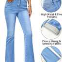 GRAPENT Bootcut Jeans for Women High Waist Stretchy Fleece Lined Pants Flare Jeans Denim Thermal Pants Winter Clothes (Brown, L)