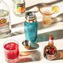 The MixMaster Cocktail Shaker with Strainer and Jigger Measuring Cap - Art Deco Leakproof Glass Drink Mixer for Crafting Cocktails - Innovative Home Bartending Supplies and Accessories - Blue