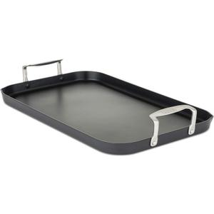 Viking Non Stick Double Burner Griddle, Hard Anodized Nonstick Kitchen Cookware Grill Pan with Handles, Oven Safe, Works on Electronic, Ceramic, and Gas Stove Tops, 19 x 11 Inch