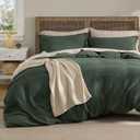 Bedsure Luxury Waffle Duvet Cover King Size - Textured Duvet Cover Set, Soft, Breathable Bedding Set (104"x90") with 2 Pillow Shams for All Season, Forest Green, Comforter Not Included