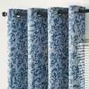 jinchan Blackout Curtains for Bedroom 63 Inch Length 2 Panels Blue Scroll Floral Window Curtains for Living Room Farmhouse Vintage Drapes Thermal Insulated Grommet Window Treatments