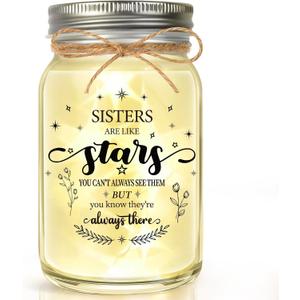 Gifts for Sister - Funny Birthday Christmas Sister Gifts - Mason Jar Night Lights with Warm Lights - Heartfelt Home Decor Gift