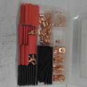 TKDMR 260Pcs Copper Wire Lugs AWG2 4 6 8 10 12 with Heat Shrink Set, 120Pcs Battery Cable Lugs Battery Cable Ends Ring Terminals Connectors with 140Pcs Heat Shrink Tubing Assortment Kit (13 Kind Sizes)