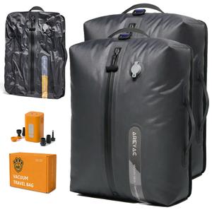 IKYWT Vacuum Seal Bags for Travel w/Rechargeable Pump, 18L Compression Packing Cubes for Carry-On Suitcase & Travel Backpack, Reusable IP67 Waterproof Vacuum Storage Kit, Gift Set (2-Pack)