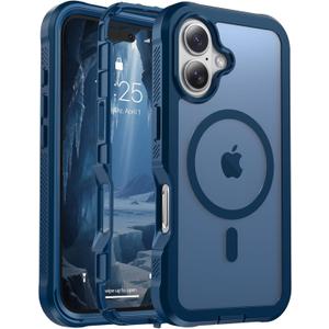 Magnetic for iPhone 17 Case, [Compatible with MagSafe][Military Grade Drop Protection][Heavy Duty Protection][Non-Slip][Shockproof] 2-Layer Durable Bumper Phone Case 6.3''-Deep Blue
