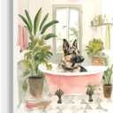 German Shepherd in Bathtub Black Framed Wall Art Poster Print, Animal Bathtub Restroom Wall Art Painting for Bathroom Decor Gallery Gallery 30 (German Shepherd in Bathtub, 20" L x 16" W, Black Frame)