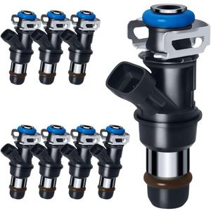 Upgraded 4 Holes Gas Fuel Injectors Fit For GMC: Yukon (XL)/Sierra, 1500 2500 3500, For Chevy: Tahoe/Express/Suburban/Silverado, For Cadi Escalade, V8 4.8L/5.3L/6.0L 2000-2006# 17113553 (8 Pcs)