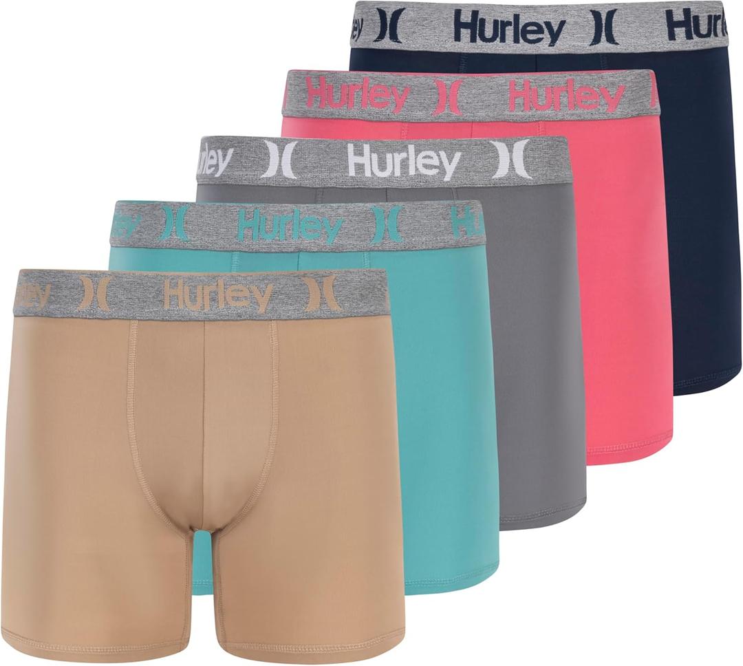 Hurley mens 5 Pack Stretch Boxer Briefs (Large, Khaki Combo)