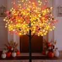 Lighted Eucalyptus Tree, 4FT Fall Tree With 48 Lights, Artificial Autumn Light Up Decorations for Home Indoor Outdoor Decor