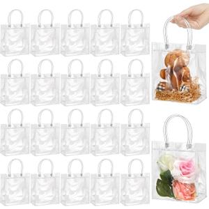 ProSuites 20 Pack Clear Plastic Gift Bags for Wedding Favors, Party Favor Bags Small 5.1" L x 2.75" W x 5.9" H - Premium Quality, Bulk Packaging Included (Crystal Clear)
