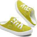 BENPAO Women's Slip on Sneakers Canvas Slip ons Shoes Fashion Comfortable Mules Womens Non Slip Loafers Casual Backless Shoes (8.5, Apple Green)