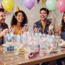 Nihaoya 24 Pcs Clear Gift Bags with Handles, Party Favor Clear Goodie Bag, 7.9 x 7.9 x 3.2 inches