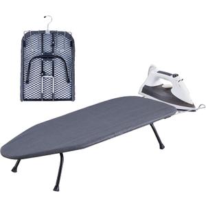 Foldable Table Top Ironing Board with Iron Rest, Portable Ironing Board Small with Heat Resistant Cotton Cover, Mini Iron Board for Small Space and Travel, 31"x12", Black